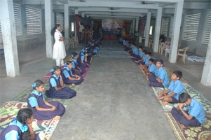 School for Blind Nethra Vidyalaya Students Schedule Morning Chanting Slokas