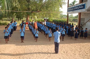 School for Blind Nethra Vidyalaya Students Schedule Morning Prayer Time