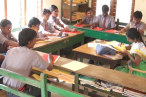 Blind school students in class rooms