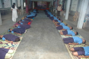 Blind school students yoga