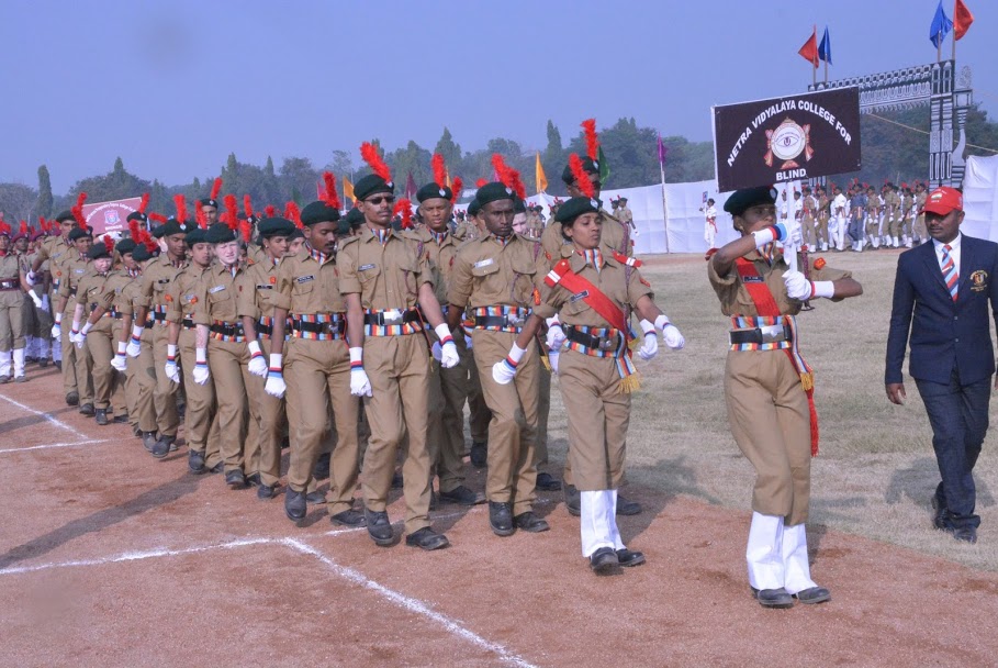 Nethra Blind Students Participate in NCC Day Parade Secunderabad